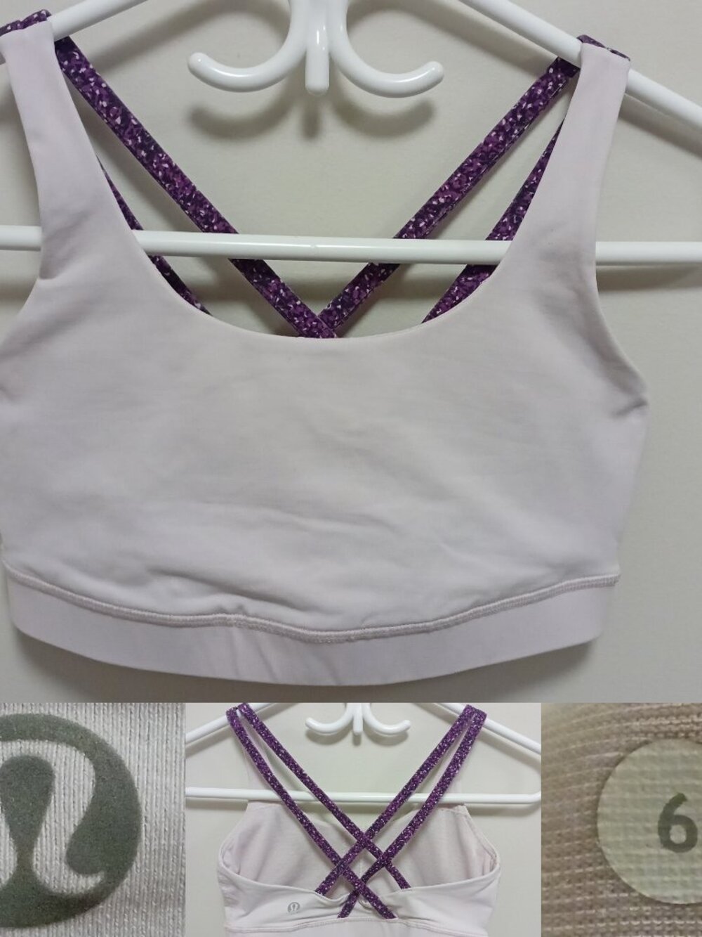 Lululemon Energy Bra Flashback Static Powdered Rose Tender Violet Size 6 Small
